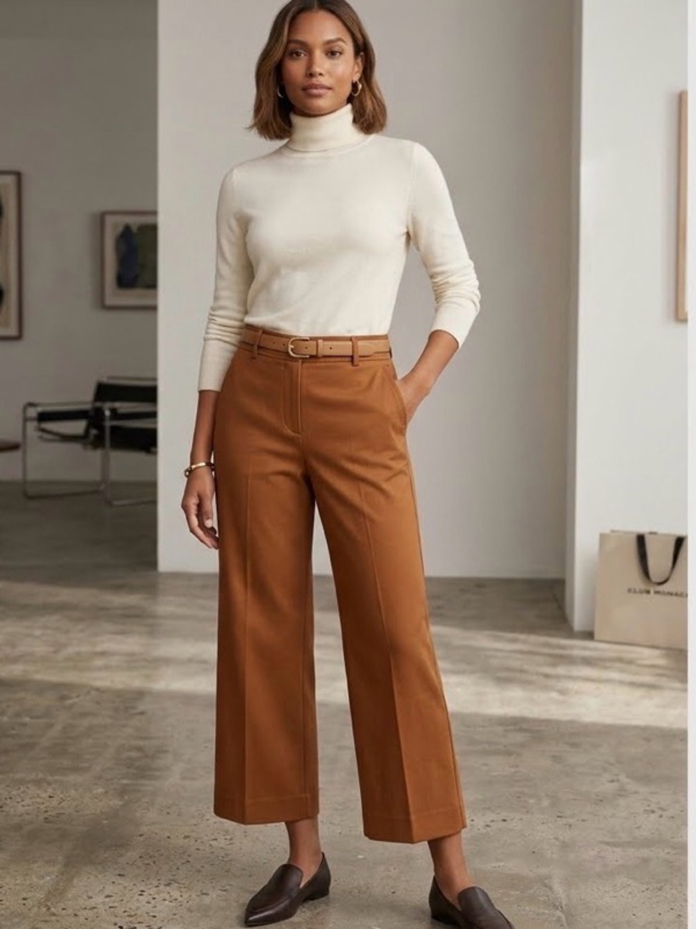 Club Monaco Rust Brown Crop Wide Leg Pants sz 0 EUC Like New